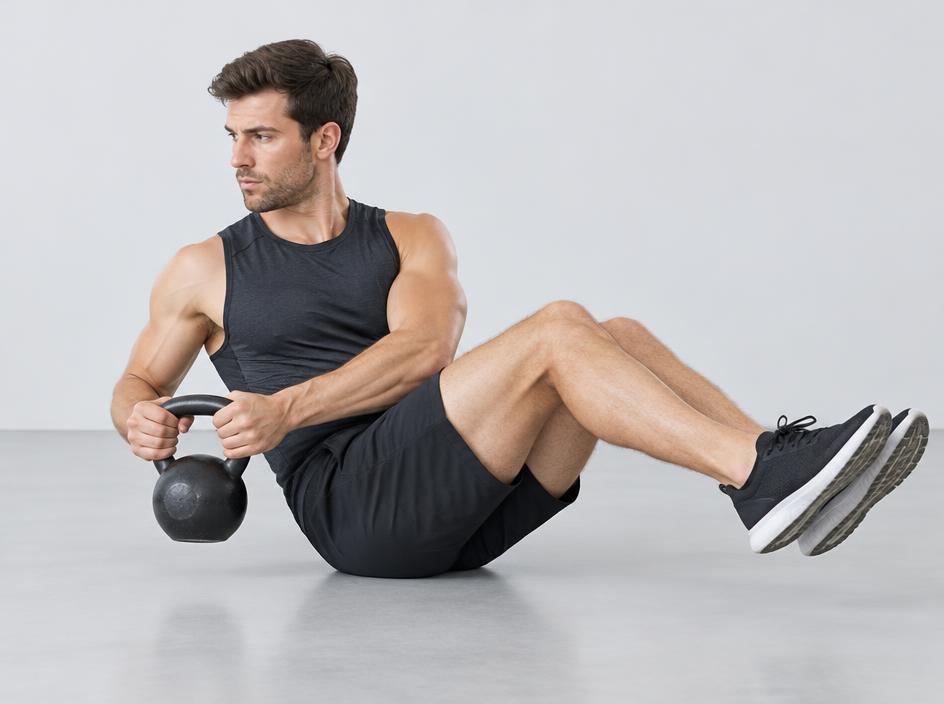 Russian twist con kettlebell (pesa rusa): técnica correcta